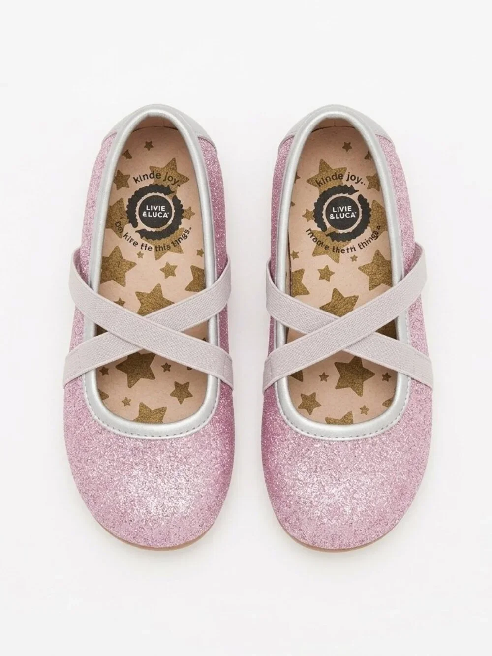 Livie & Luca Aurora Pink Purple Glitter Elastic Cross Strap Mary Jane Shoes 11